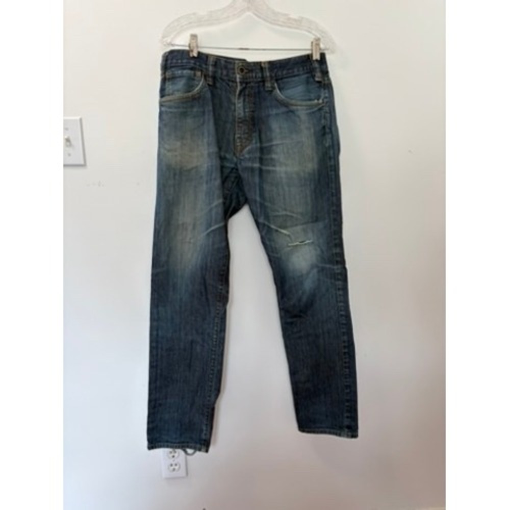 Hurley Mens Straight Leg Jeans Blue Medium Wash Distressed Size 32 MDP8455